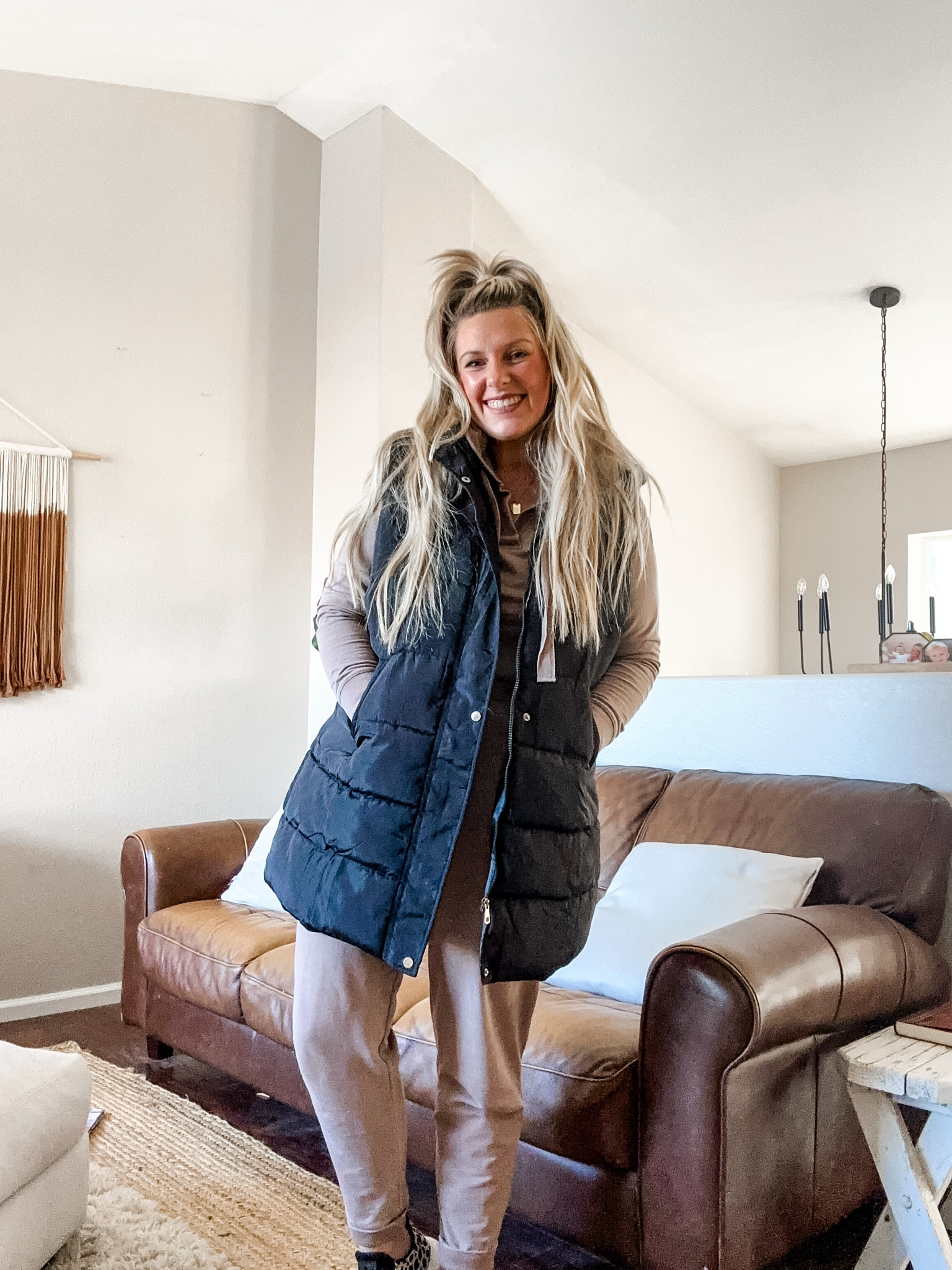 Cold weather outfit vacation outfit errands outfit long puffer vest sweatsuit outfit 

#LTKTravel #LTKFindsUnder50 #LTKStyleTip