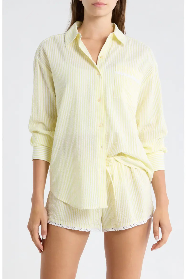 Eyelet Trim Seersucker Cotton Pajama Top (Women) | Nordstrom | Nordstrom
