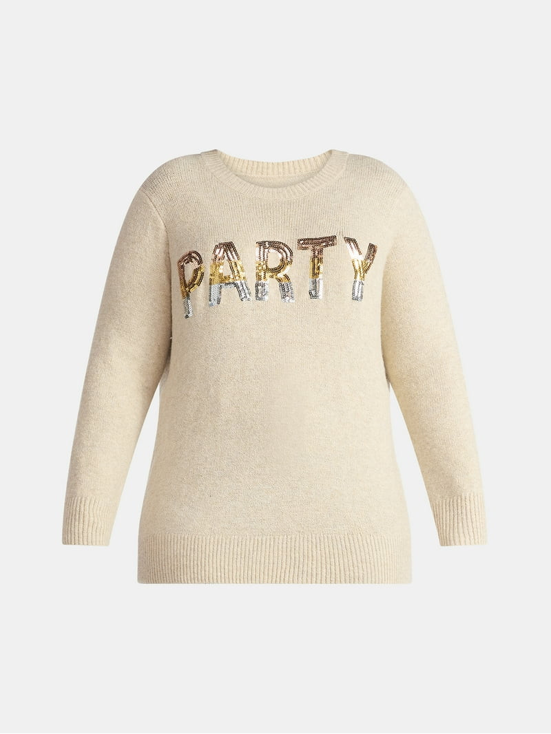 Terra & Sky Women's Plus Holiday Talking Sweater, Midweight, Sizes 0X-4X | Walmart (US)