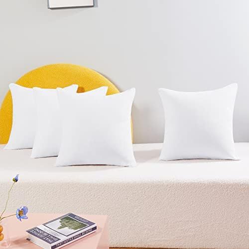 Deconovo Pillow Covers White 26x26, Throw Cushion Covers, Faux Linen Solid Pillowcase for Living ... | Amazon (US)