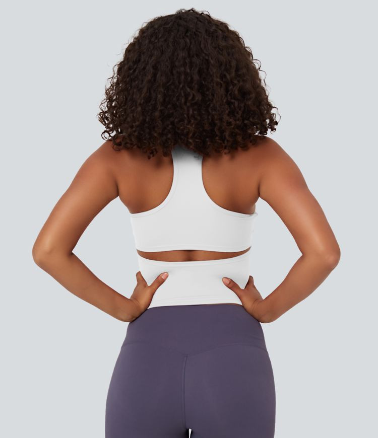 Women’s SoftlyZero™ Plush U Neck Racerback Cut Out Cropped Yoga Tank Top - Halara | HALARA