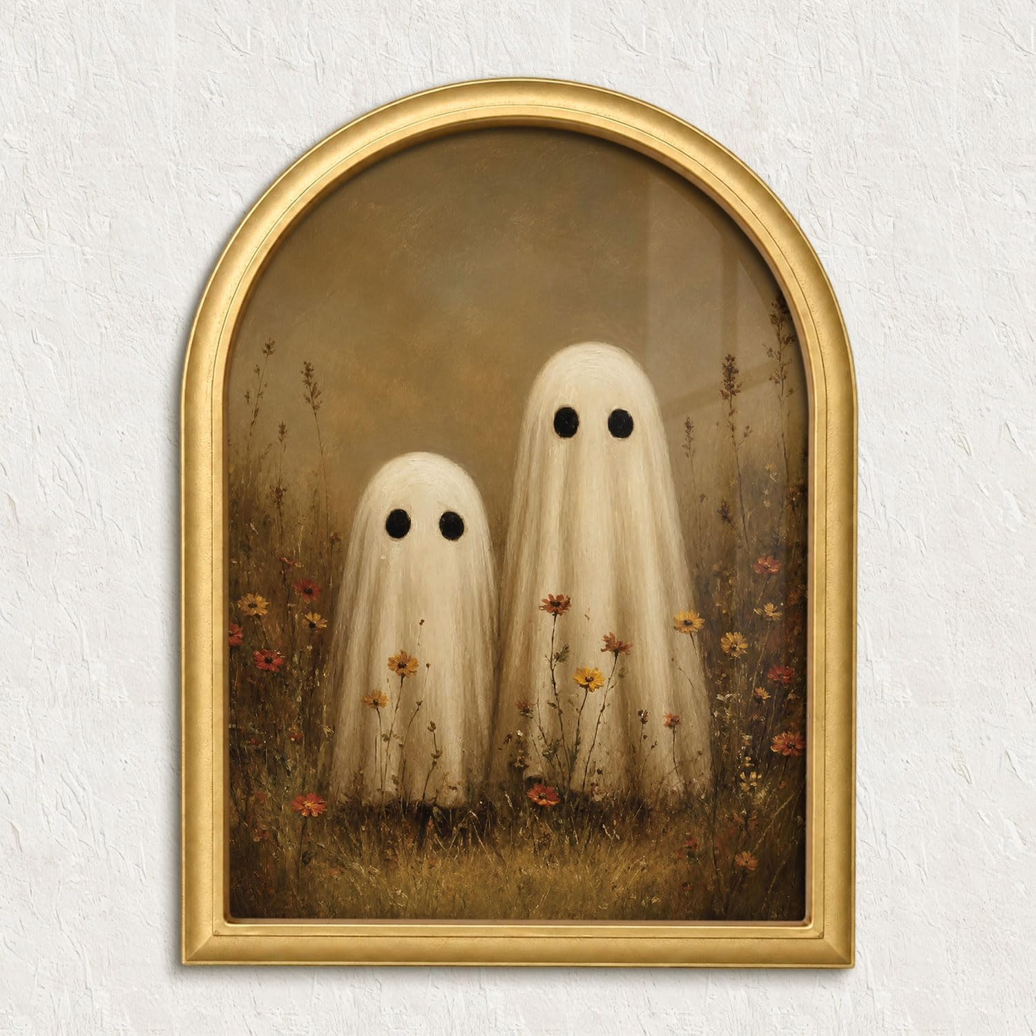 Wheatwin Vintage Halloween Wall Decor, Arched Framed Wall Art Ghosts Print | Amazon (US)