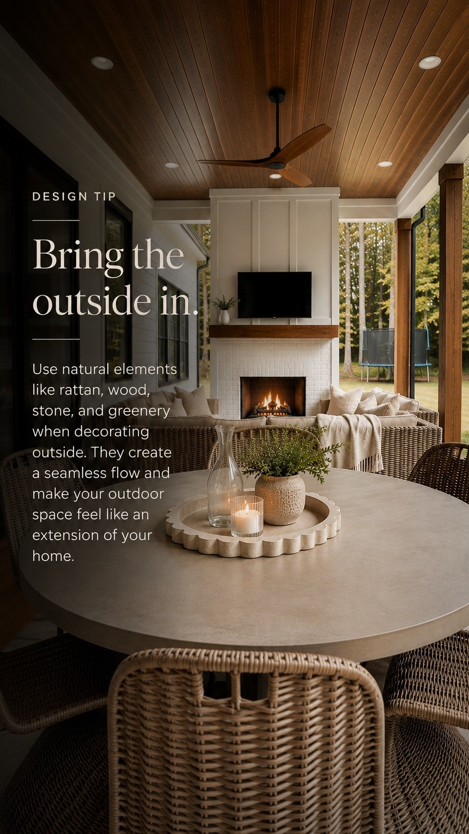 Bringing the outdoors in is one of my favorite ways to create a warm, collected home. 🤎 When styling an outdoor living space, I love incorporating natural elements like woven rattan furniture, warm wood tones, stone, greenery, and neutral textiles. These organic textures help blur the line between indoor and outdoor living and make a covered porch or patio feel like a true extension of your home. Thoughtful interior design doesn’t have to stop at the back door—using the same colors, textures, and home decor elements outside creates a cohesive, timeless look. Sharing some of my favorite outdoor furniture, patio decor, outdoor living, home decor, neutral decor, and interior design finds to recreate the look. 🤍

#LTKHome #LTKmomlife #LTKSeasonal