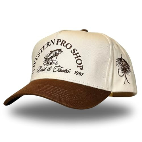 Vintage Western Trucker Hat | Men & Women | Embroidered Trendy Caps | Country Cute Hats for Cowgirls & Cowboys | Camo Denim Cotton Styles | Snapback Fishing Hat (Western Pro Shop | Brown) | Amazon (US)