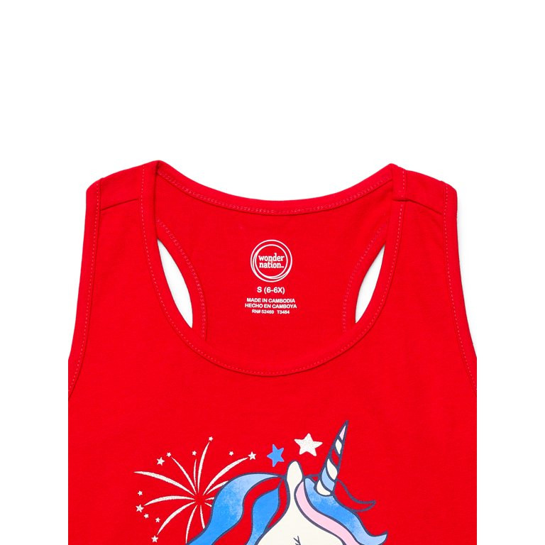 Wonder Nation Girls Americana Unicorn Graphic Print Tank Top, Sizes 4-18 | Walmart (US)