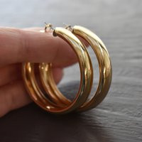 Vintage 2 Inch Large Gold Hoops Women Hoop Stud Earrings | Etsy (US)