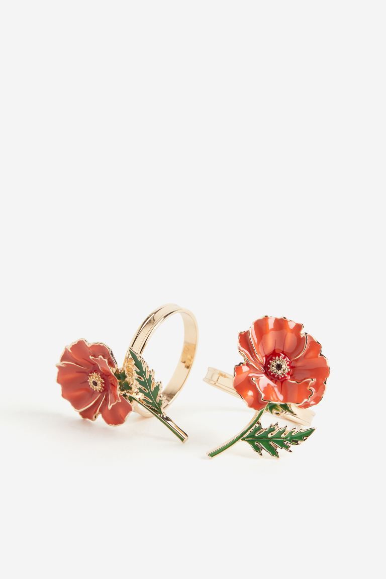 2-pack Metal Napkin Rings - Gold-colored/red - Home All | H&M US | H&M (US + CA)