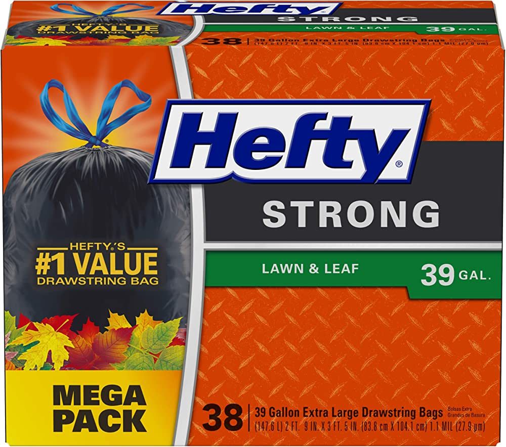 Hefty Strong Lawn & Leaf Trash Bags, 39 Gallon, 38 Count | Amazon (US)