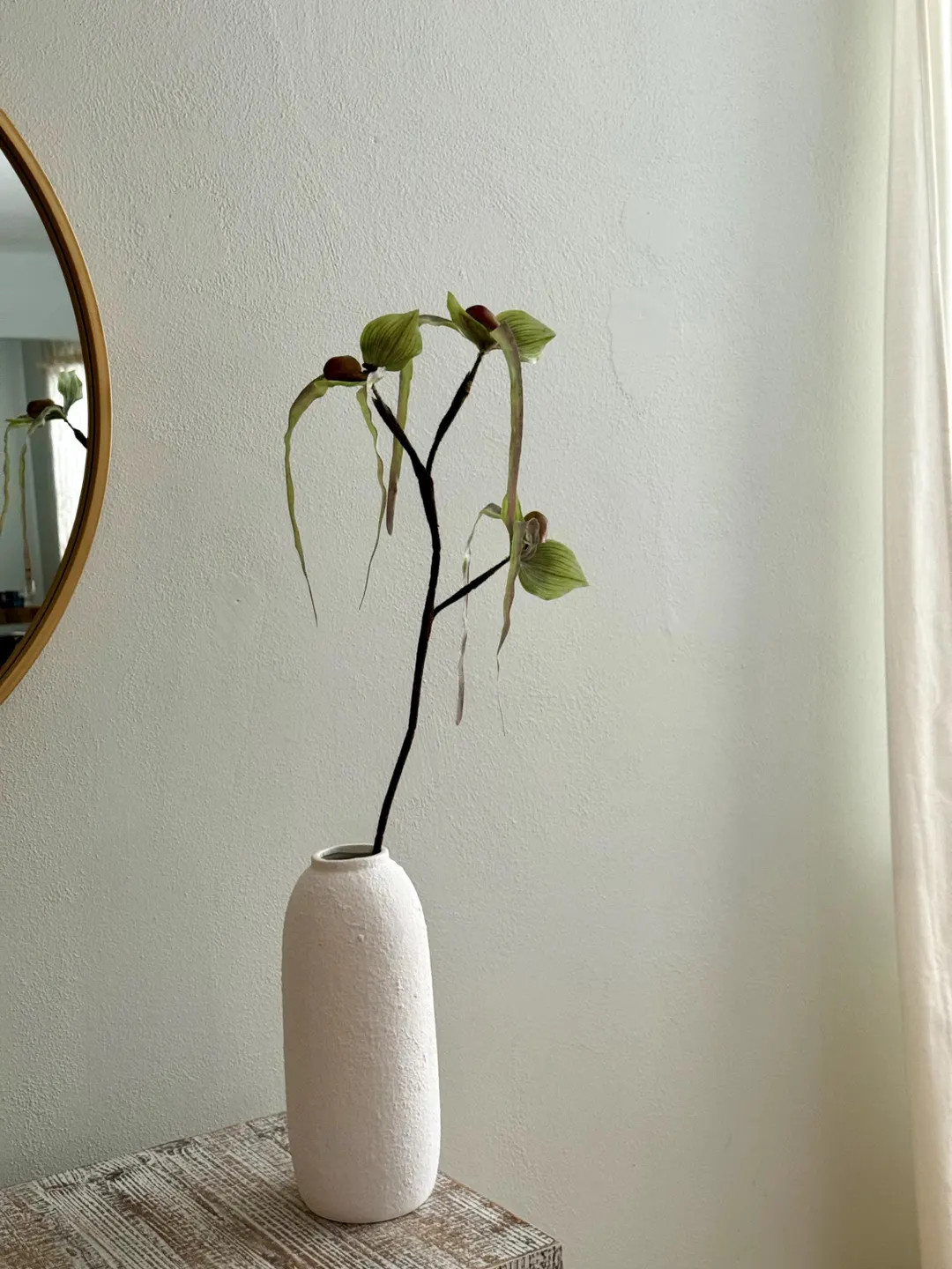 Artificial Lady Slipper Orchid Stem, Real Touch Paphiopedilum Flower 30" - Etsy | Etsy (US)