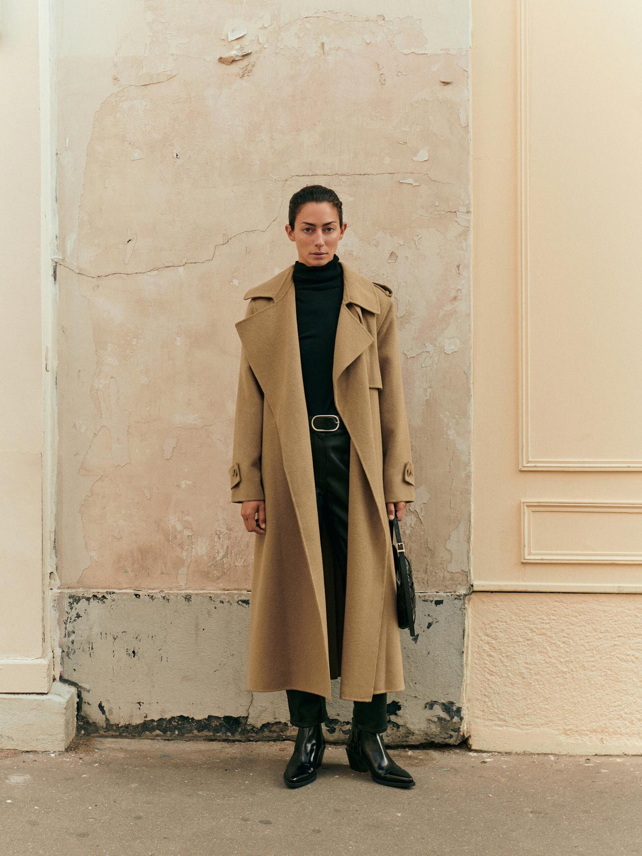 Wool trench coat with belt | Massimo Dutti US
