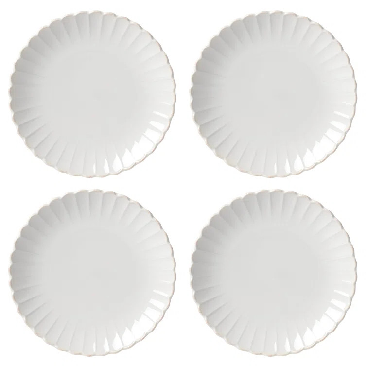 French Perle Scallop 4-Piece Dinner Plate Set (Set of 4) | Wayfair North America