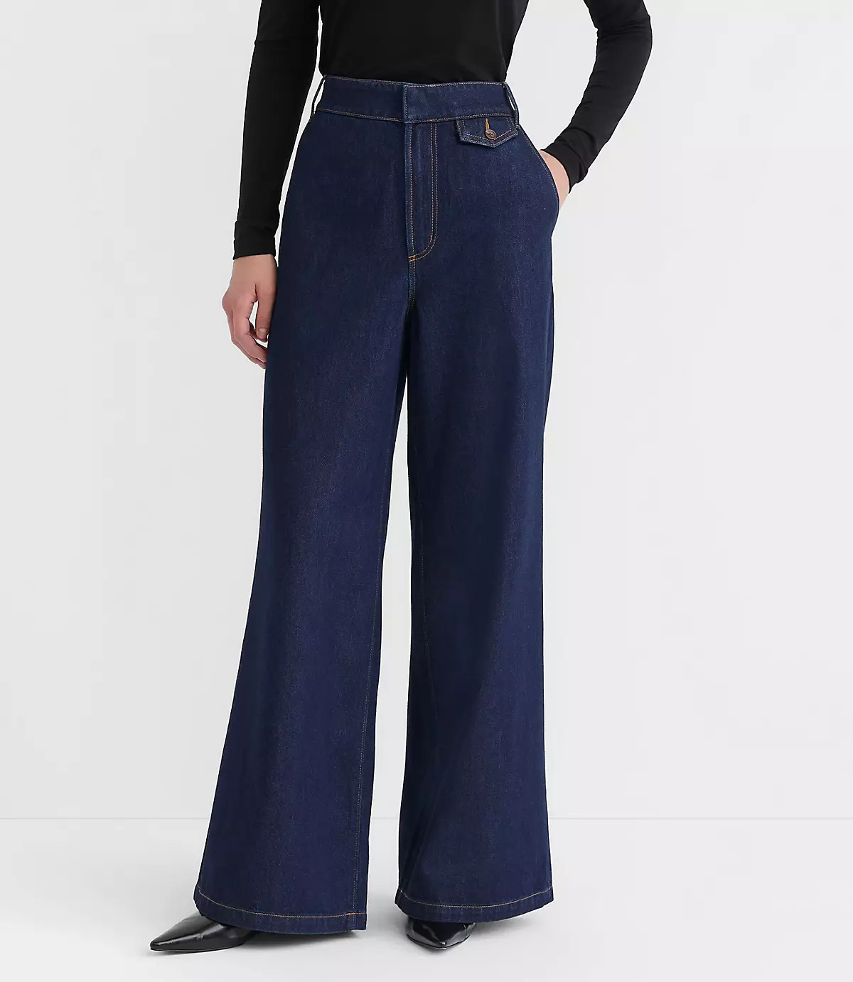 Tall High Rise Trouser Jeans in Dark Rinse | LOFT