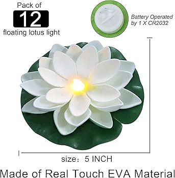 LACGO 12 PCS Waterproof Floating Lotus Light - Floating Flower Light Battery Operated Water Activ... | Amazon (US)