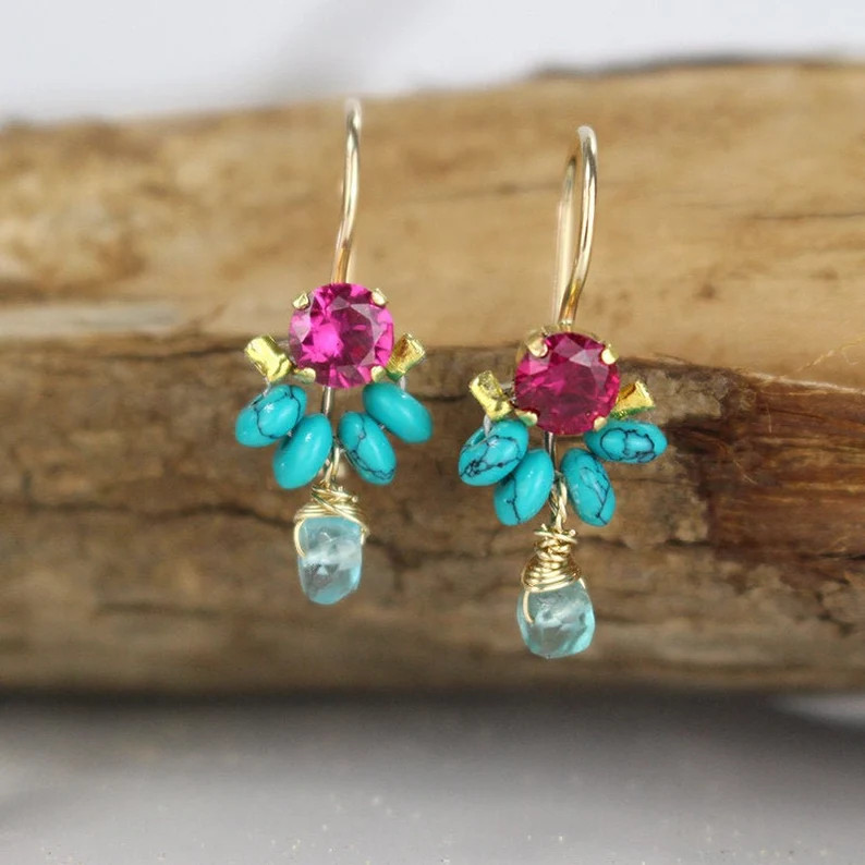 Delicate Bohemian Gemstone Earrings | Etsy | Etsy (US)