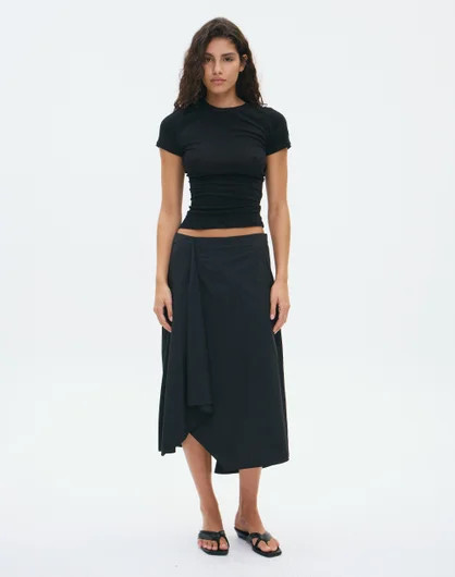Low Rise Drape Midi Skirt | Glassons (Australia)