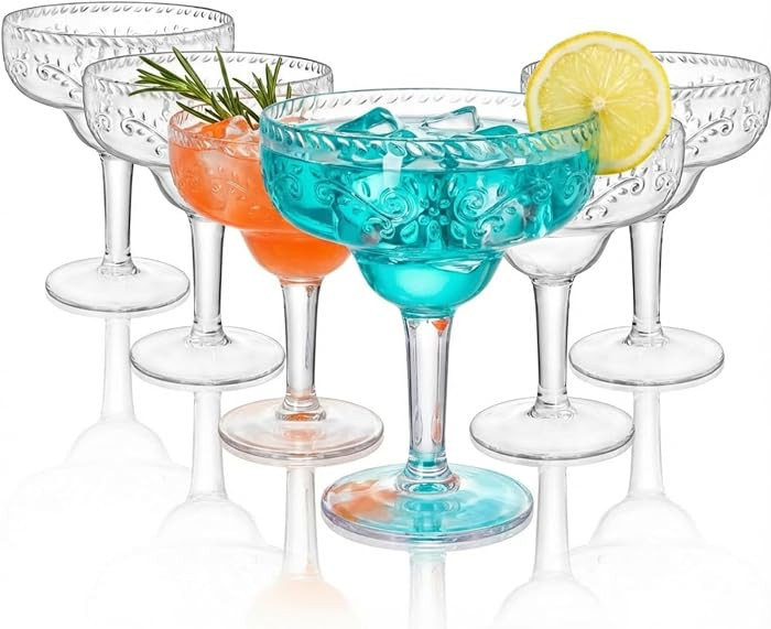ZENFUN 6 Pack 16oz Acrylic Margarita Glasses, Clear Goblets, Unbreakable Cocktail Cups, Reusable ... | Amazon (US)