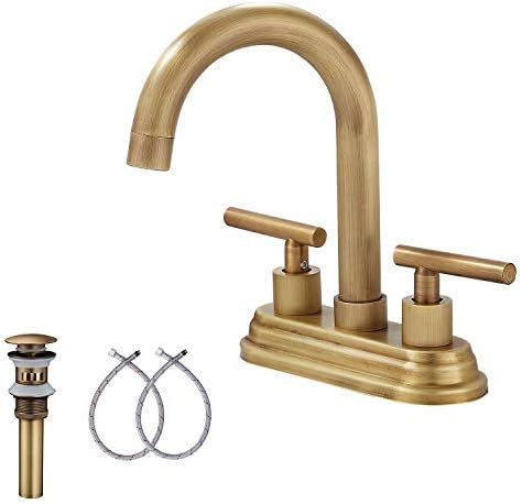 Antique Brass RV Bathroom Sink Faucet GGStudy 2-Handles 4 Inches Bathroom Faucet Bathroom Vanity ... | Amazon (US)
