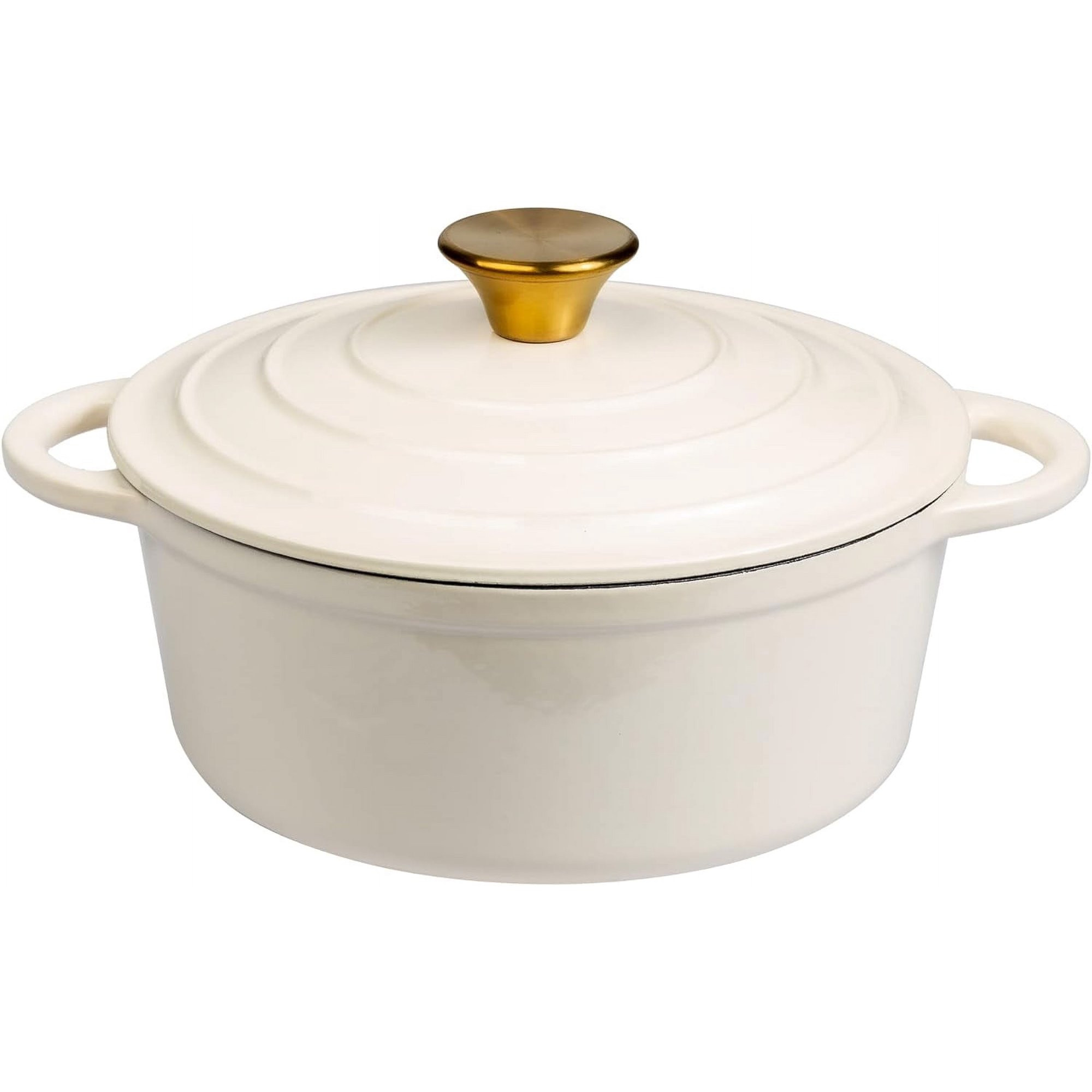 Lexi Home 6-Qt Enameled Cast Iron Dutch Oven with Lid & Loop Handle, Cream | Walmart (US)