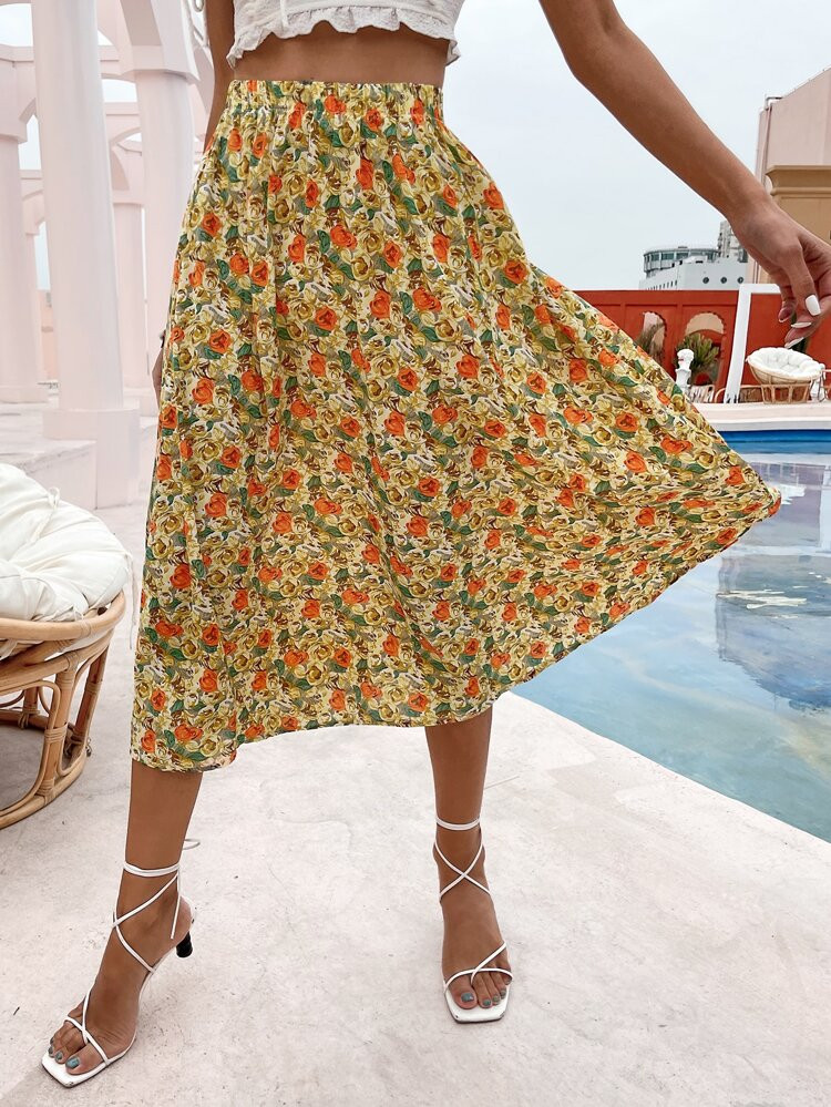 Ditsy Floral Flare Skirt | SHEIN
