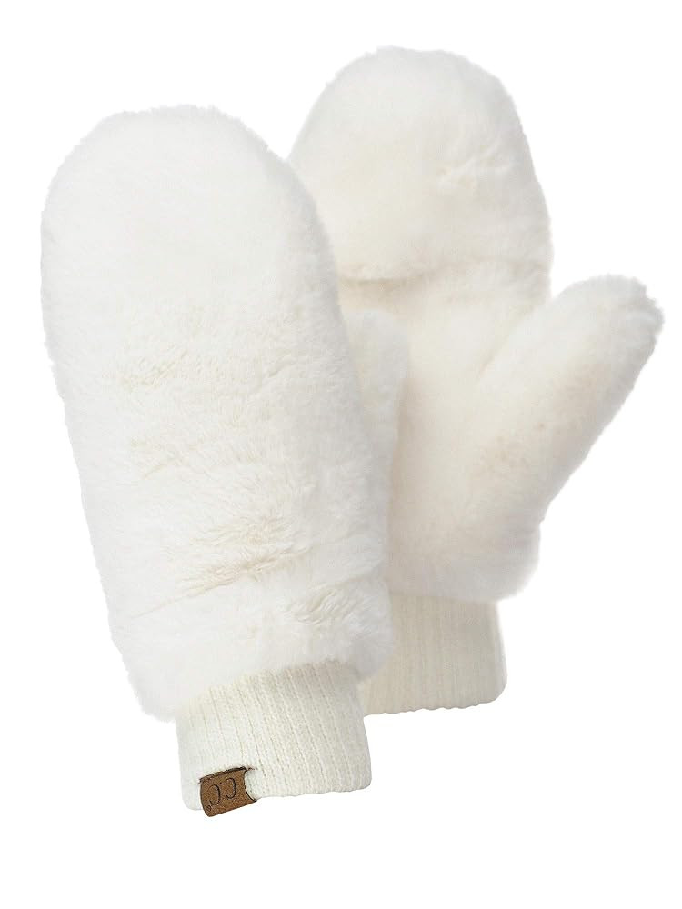 C.C Women's Faux Fur Wrist Length Fingerless Sherpa Lined Convertible Mittens Gloves | Amazon (US)