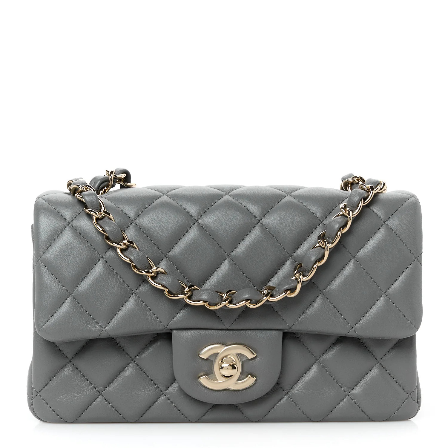 Chanel Lambskin Quilted Mini Rectangular Flap Dark Grey 1741329 | FASHIONPHILE (US)