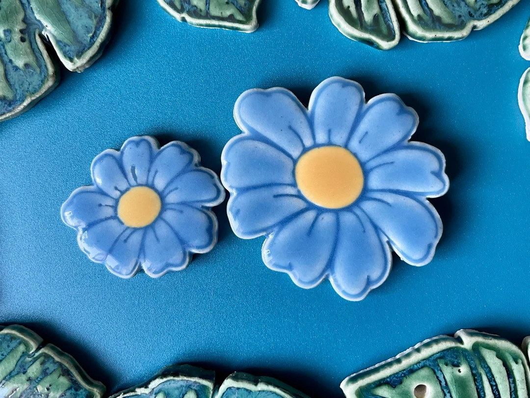 Handmade Blue Daisy Ceramic Mosaic Tile: Original Design Garden Flower For Crafting | Etsy (US)