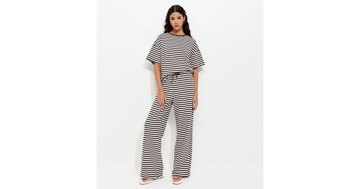 Women's Brown Striped Wide Leg Trousers New Look | New Look (UK)