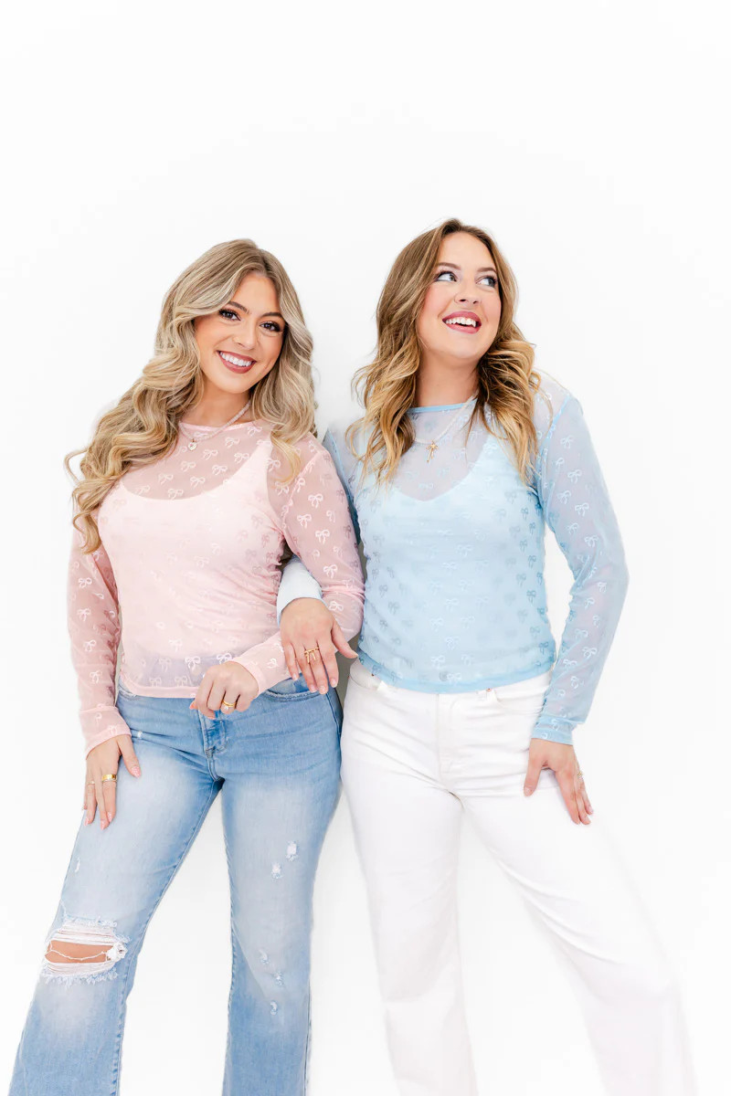Benny Bow Embroidered Mesh Top | Whiskey Darling Boutique