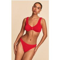 Red Crinkle Knot Front Bikini Top | PrettyLittleThing US