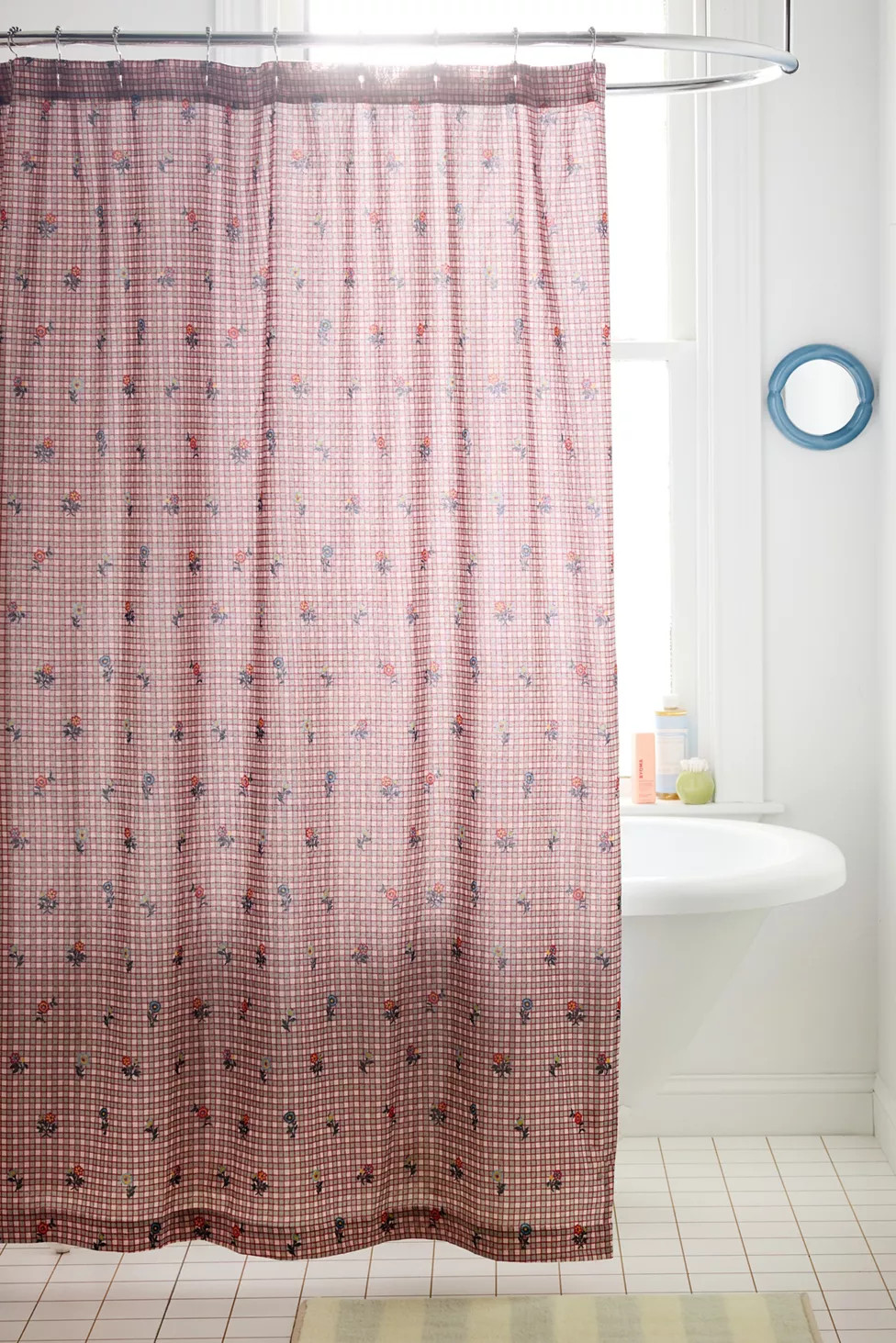 Bailee Boho Checkered Patterned Shower Curtain | Urban Outfitters (US and RoW)