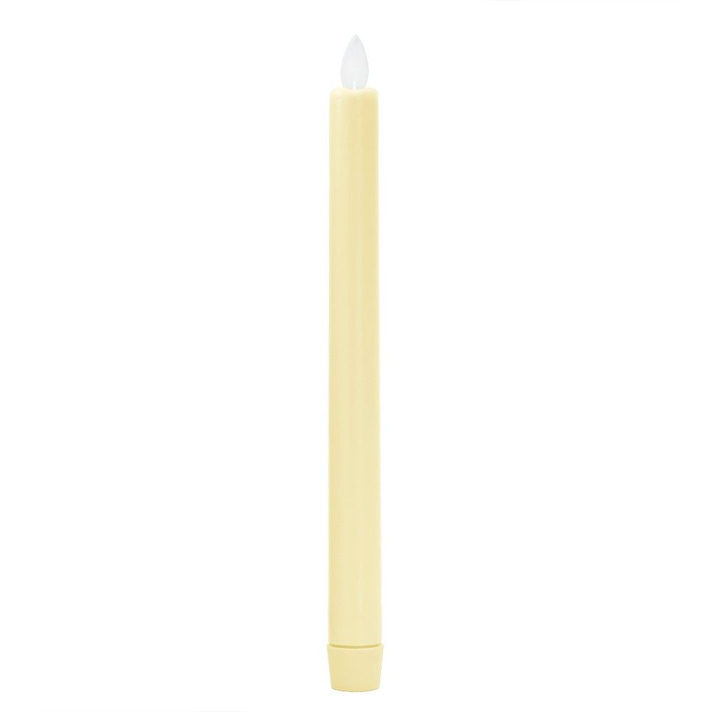 1.3" x 10.8" 2pk Unscented LED Flickering Flame Taper Candle Set Cream - Threshold™ | Target