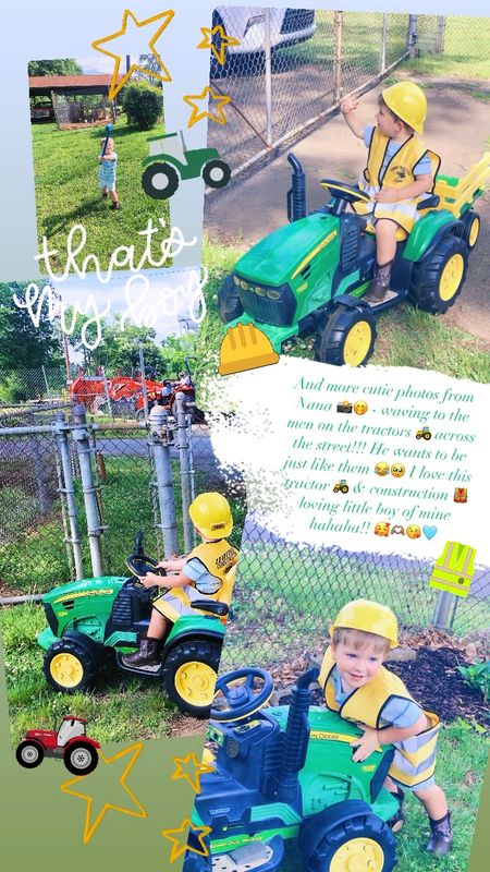 And more cutie photos from Nana 📸🤭 - waving to the men on the tractors 🚜 across the street!!! He wants to be just like them 😂🥹 I love this tractor 🚜 & construction 🦺 loving little boy of mine hahaha!! 🥰🫶🏽😘🩵