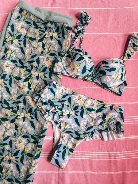 Floral swimsuit 
Three piece swim
Swimsuit coverup
High waist bikini
Spring break 
Spring vacation 
Beach vacation 

#LTKswim #LTKSeasonal #LTKfindsunder50