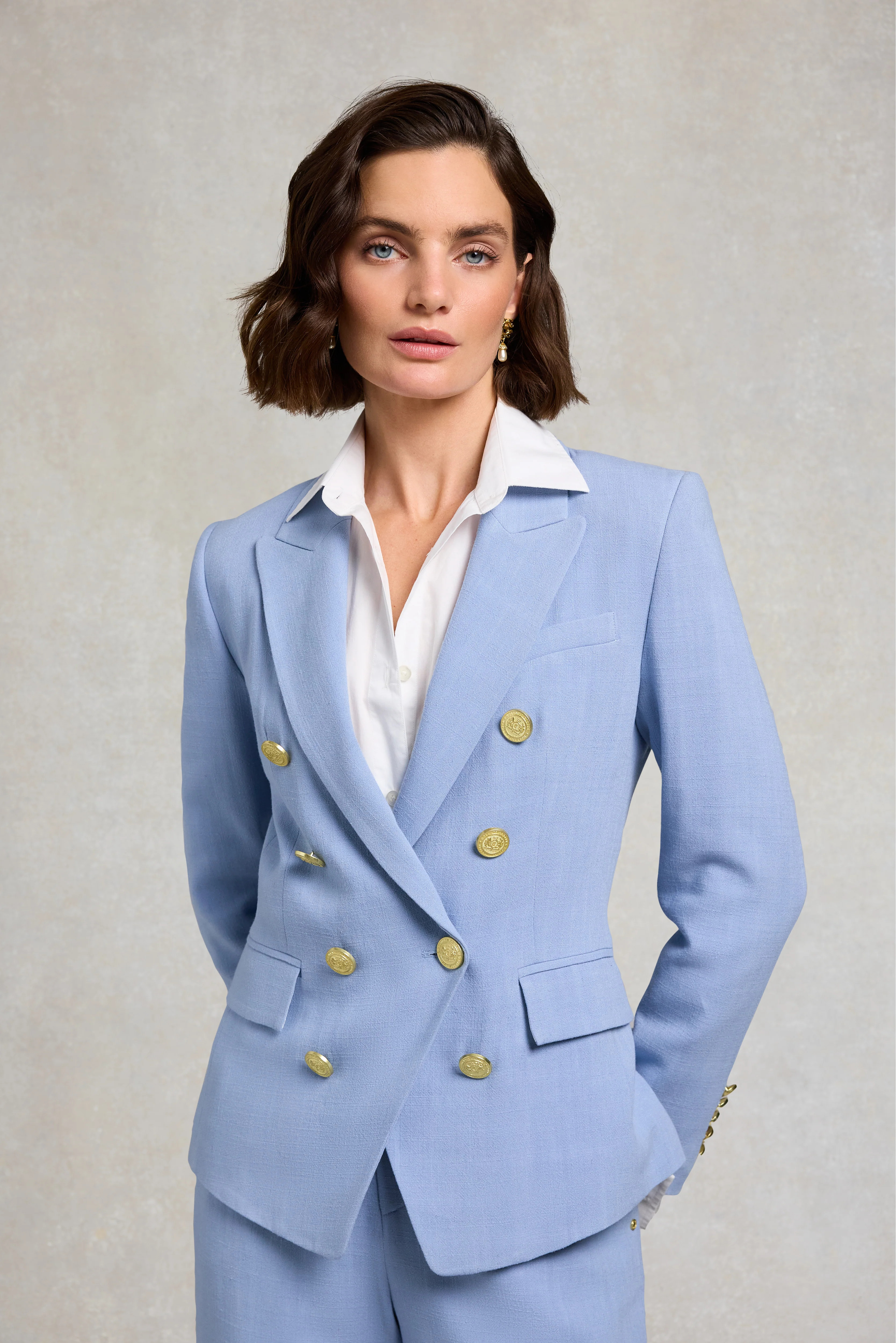 Knightsbridge Blazer (Ice Blue Linen) | Holland Cooper