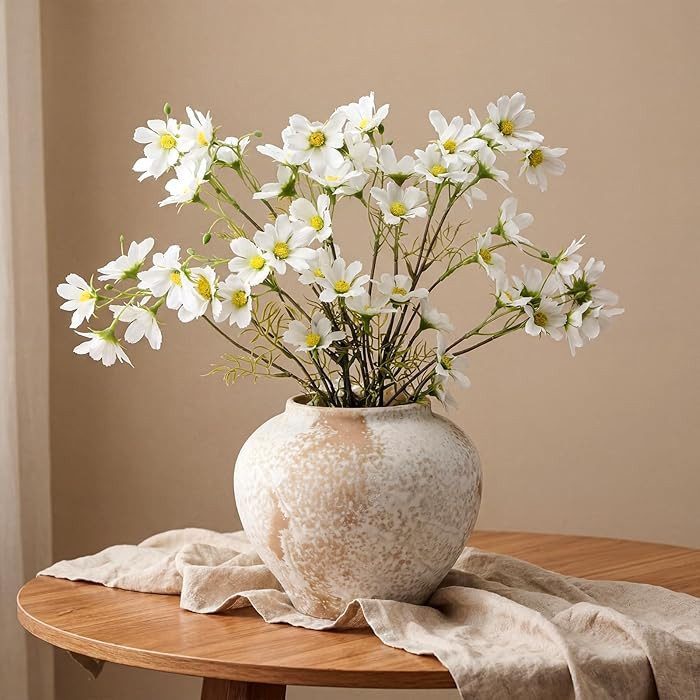 Suncalla 4 Pcs Artificial Daisy Flowers White Fake Cosmos Branches Flowers Faux Silk Artificial W... | Amazon (US)