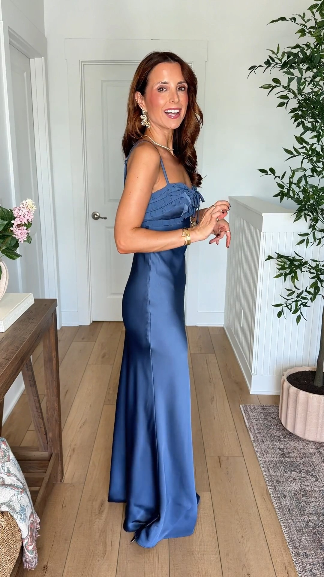Code LISA123 first time purchases. Fall wedding guest dress. Winter wedding guest dress. Brown satin maxi dress. Cocktail dress. Party dress. Holiday party dress. Wearing XS with adjustable straps. Gold heels are TTS.

#LTKWedding #LTKTravel #LTKSeasonal