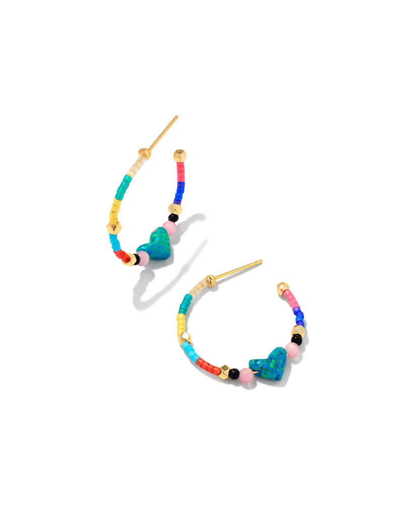Nova Heart Gold Hoop Earrings in Multi Mix | Kendra Scott