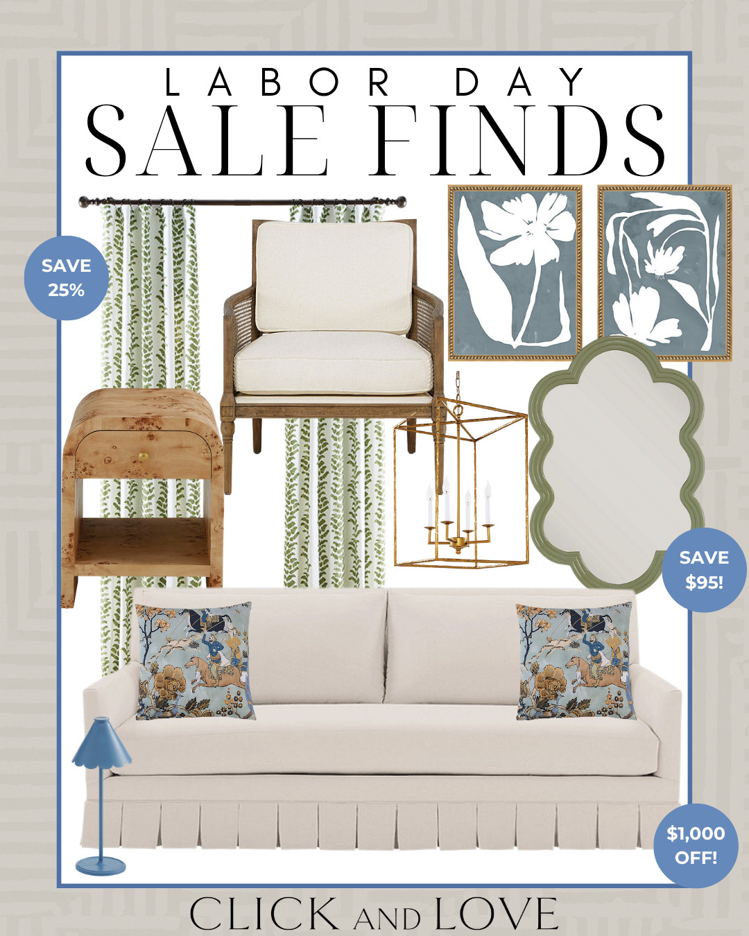 Labor Day Home Decor and furniture sale finds! Ballard Designs is 20-75% off sitewide!! Shop some of these forever favorite pieces now before the prices go back up to full price! 

sale, sale find, sale alert, Ballard, Ballard designs, neutral home decor, Burl wood table, end table, nightstand, bedside table, sofa, accent pillow, throw pillow, lamp, lighting, lighting inspiration, pendant lighting, accent decor, mirror, wall decor, accent chair, armchair, curtain panels, drapery, window treatments, rug, neutral rug, area rug, indoor rug, Living room, bedroom, guest room, dining room, entryway, seating area, family room, Modern home decor, traditional home decor, budget friendly home decor, Interior design, shoppable inspiration, curated styling, beautiful spaces, classic home decor, bedroom styling, living room styling, style tip, dining room styling, look for less, designer inspired 

 #LTKSeasonal #LTKHome #LTKSaleAlert