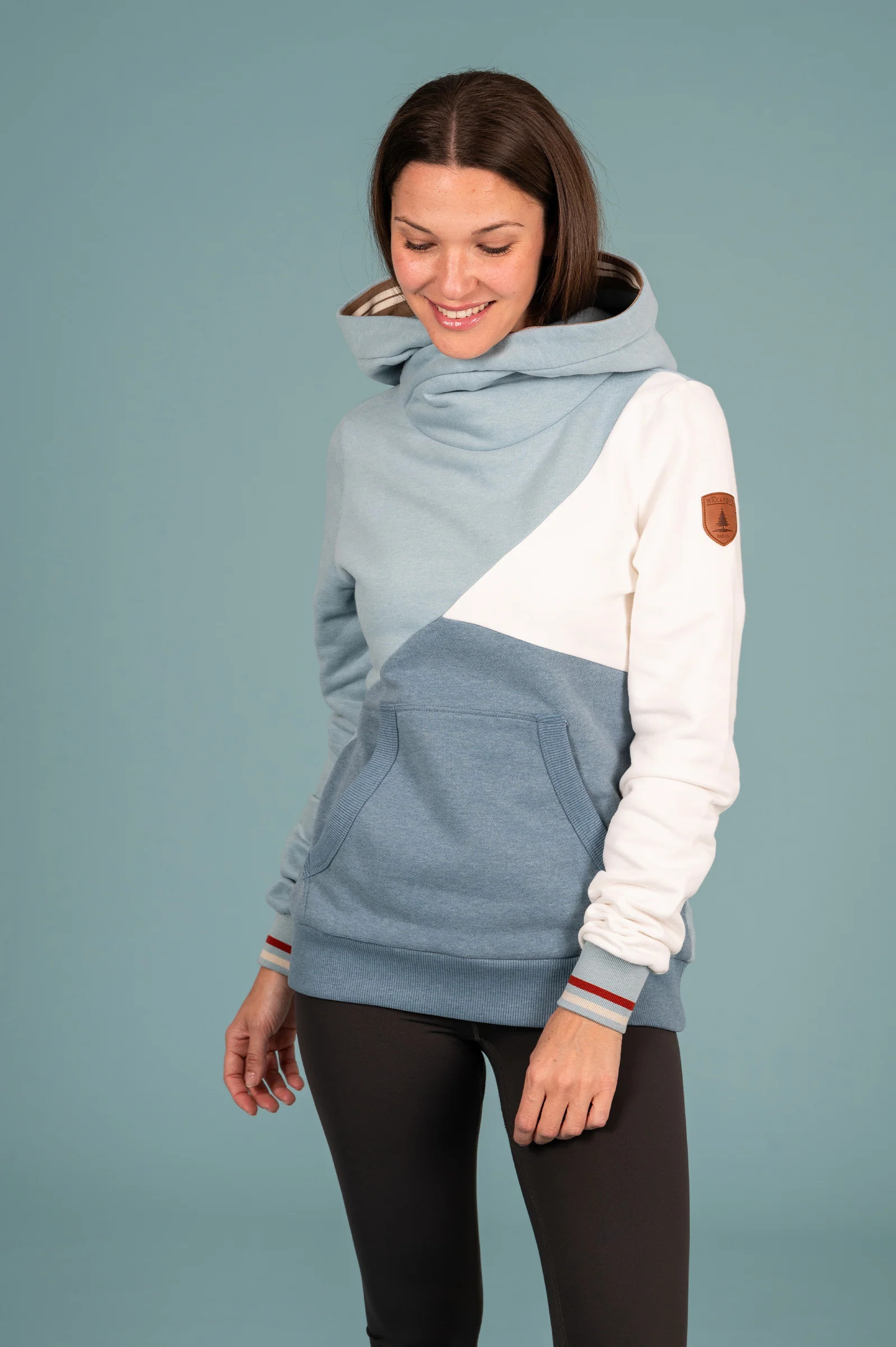 Mika Colorblock Petrol Mix Hoodie | Wanakome