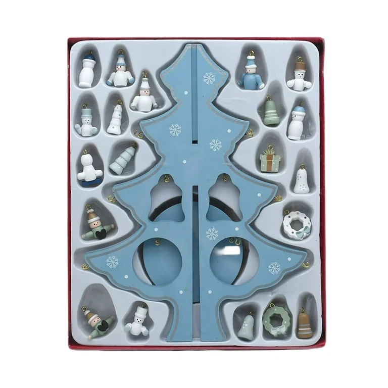 Blue Plywood 24-Piece Mini Christmas Tree Indoor Decor, by Holiday Time | Walmart (US)