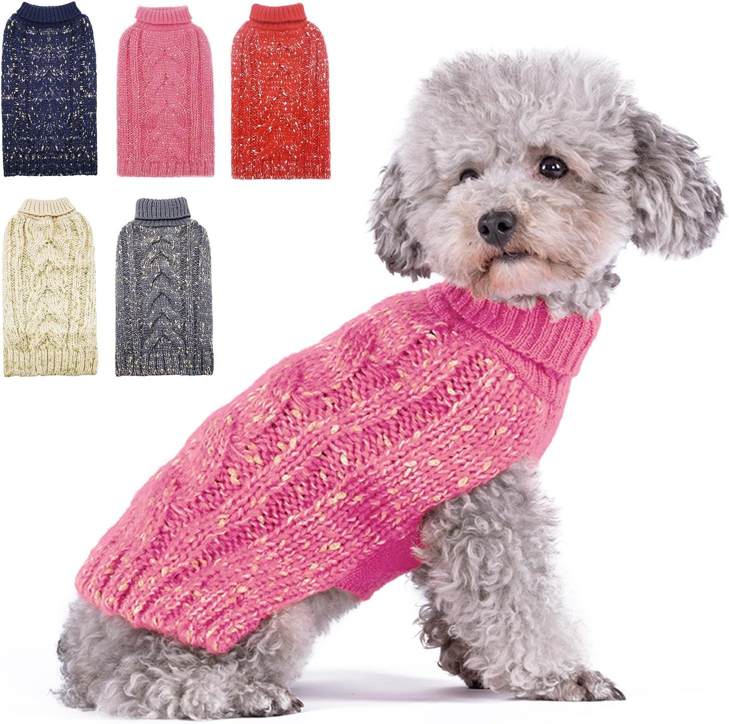 KYEESE Dog Sweater Pullover Dog Clothes Pullover Winter Dog Coat Turtleneck Knitwear Sweater with... | Amazon (US)