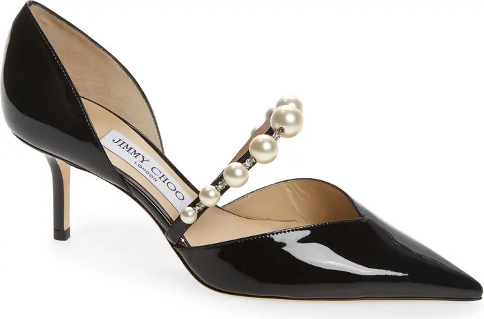 Jimmy Choo Aurelie Imitation Pearl Strap Pointed Toe Pump (Women) | Nordstrom | Nordstrom