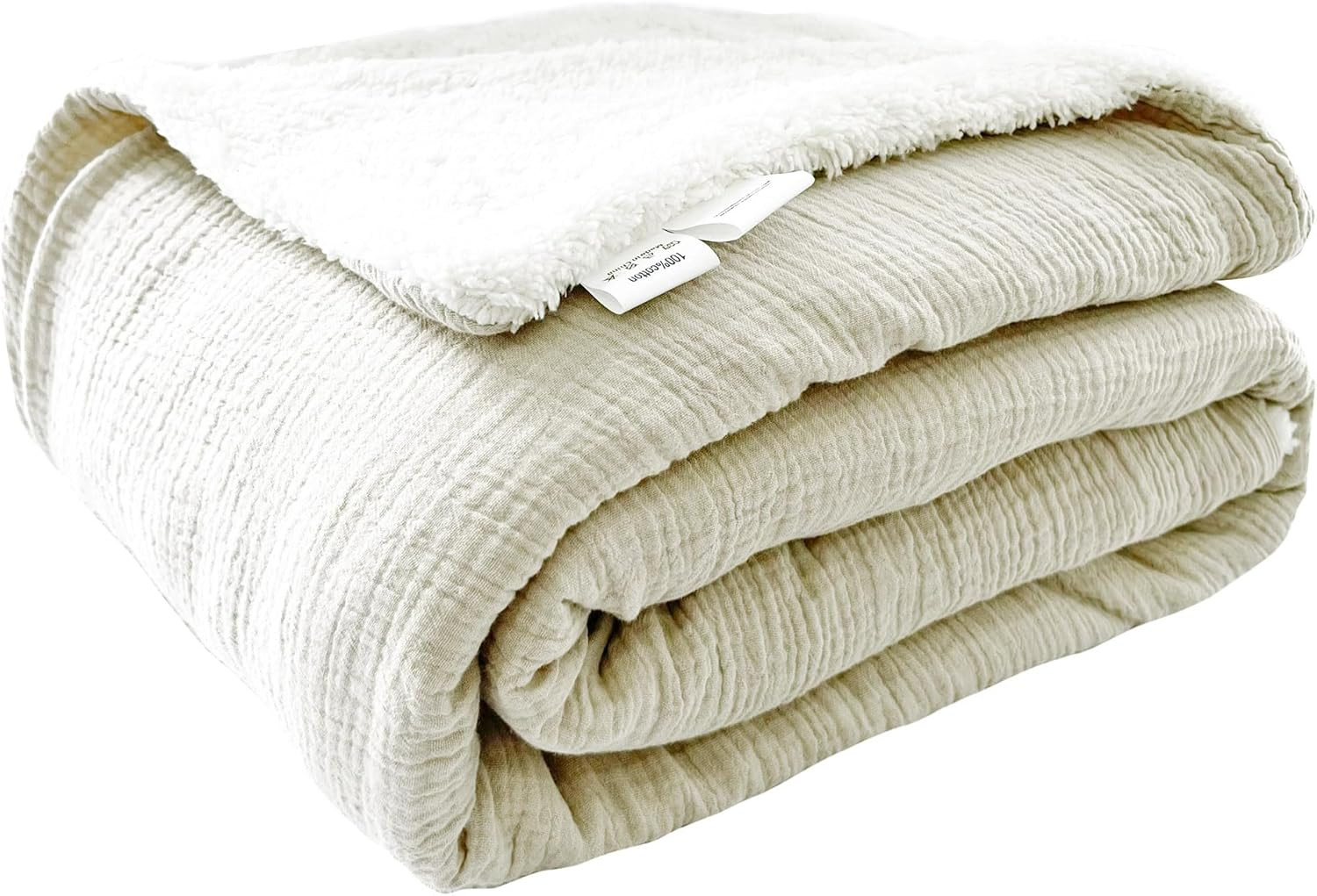 DerF HOME Muslin Sherpa Throw Blanket 50x60 inch Thick Fall Winter Cotton with Sherpa Fleece Blan... | Amazon (US)