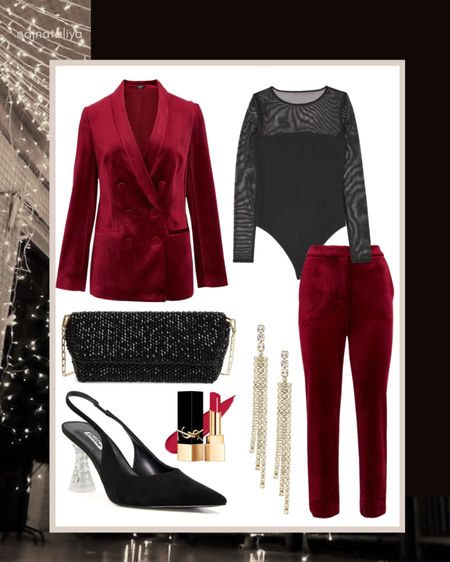 Holiday outfit ideas 
Christmas party outfit 

#christmasoutfit #velvetblazer

#LTKshoecrush #LTKSeasonal #LTKHoliday