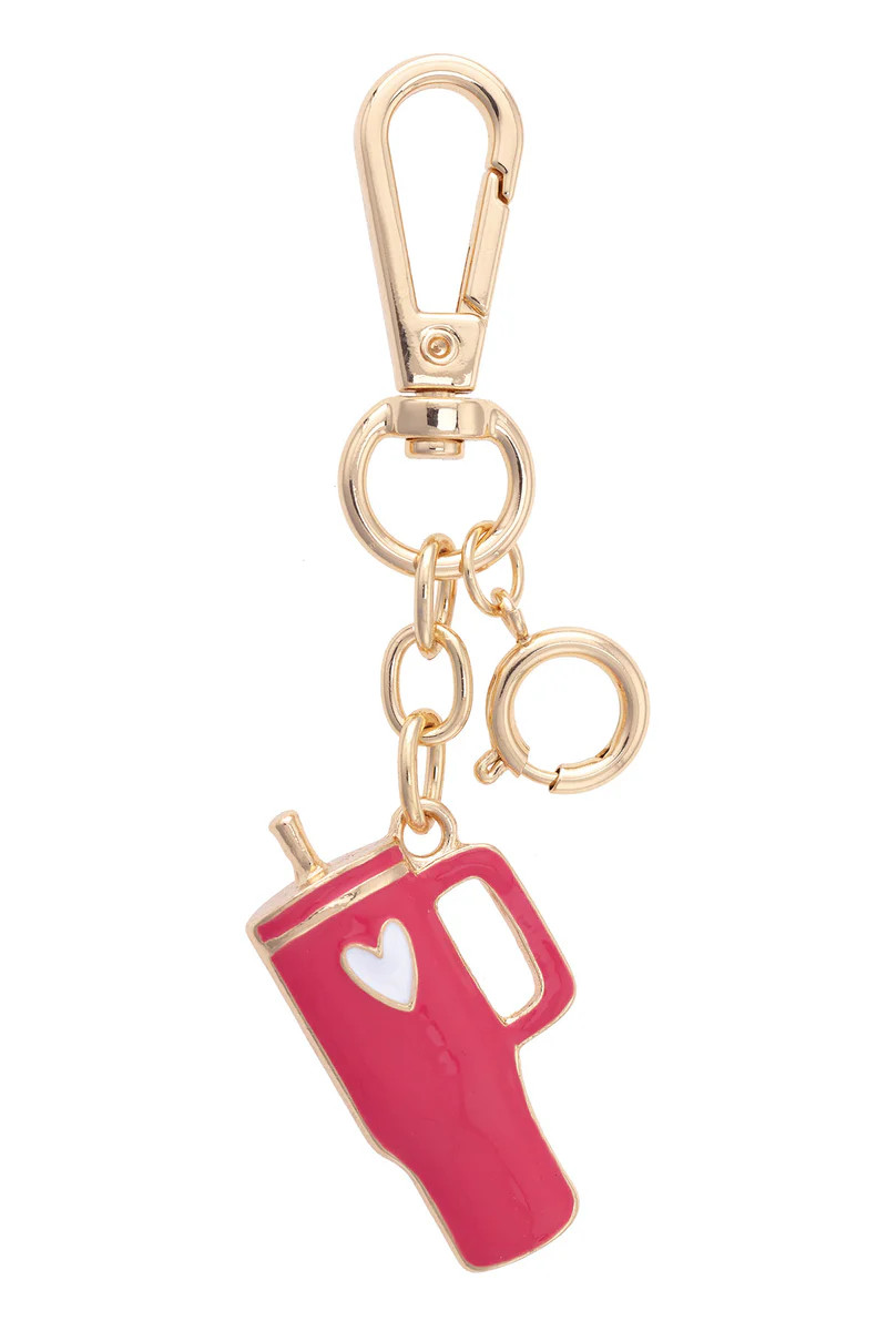 Travel Tumbler Cup Bag Charm in Fuchsia | CANVAS