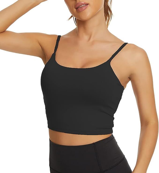 Tandisk Women Padded Sports Bra Fitness Workout Running Shirts Yoga Tank Top | Amazon (US)