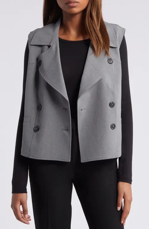 halogen(r) Double Breasted Trench Vest in Silver Smoke Grey at Nordstrom, Size Xx-Small | Nordstrom