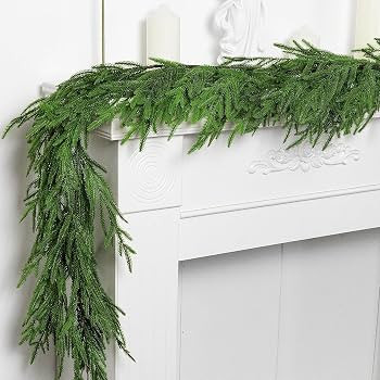 Watayo 6 Ft Christmas Norfolk Pine Garland- Dense Real Touch Pine Garland Ornament- Realistic Art... | Amazon (US)