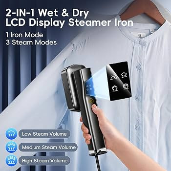Steamer for Clothes, 2-in-1 Handheld Steamer Clothing and Steam Iron Handheld, LCD Display & 3 Le... | Amazon (CA)