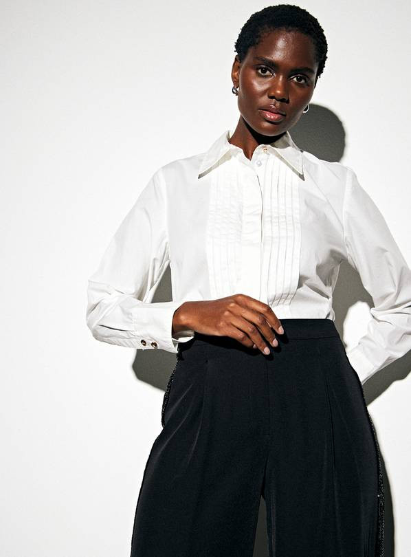 White Poplin Tux Detail Regular Fit Shirt  22 | Tu Clothing